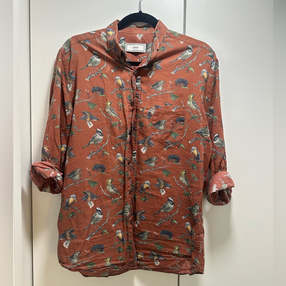 Ami button down shirt with birds